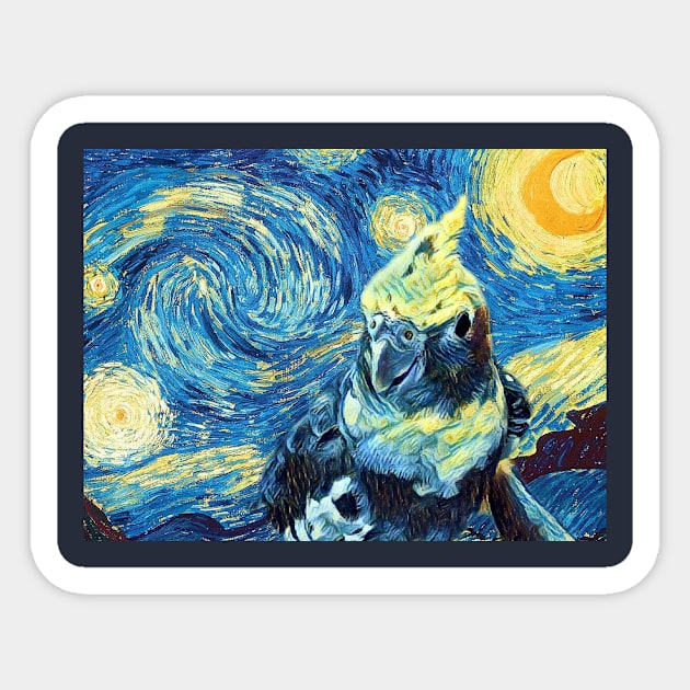 Starry Night Cockatiel Art Sticker by BrooklynTheConure